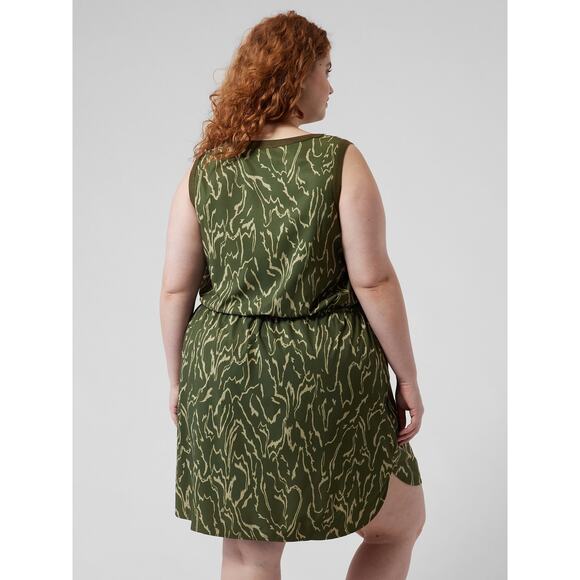 Athleta Rincon Printed Voyage Eucalyptus Olive Dress Plus Size 1X - Picture 7 of 8